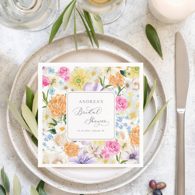 Bright Garden Floral Spring Summer Bridal Shower Napkin (Creator Uploaded)