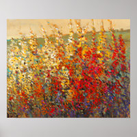 Bright Garden Mural of Spring Wildflowers