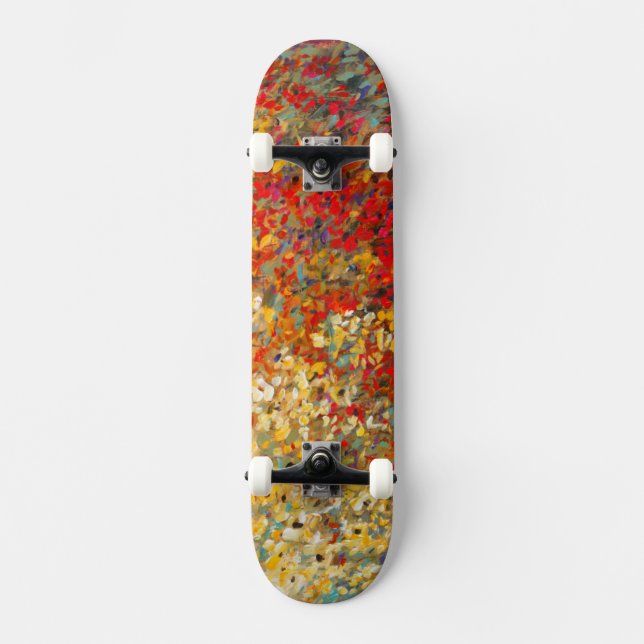 Bright Garden Mural of Spring Wildflowers Skateboard (Front)