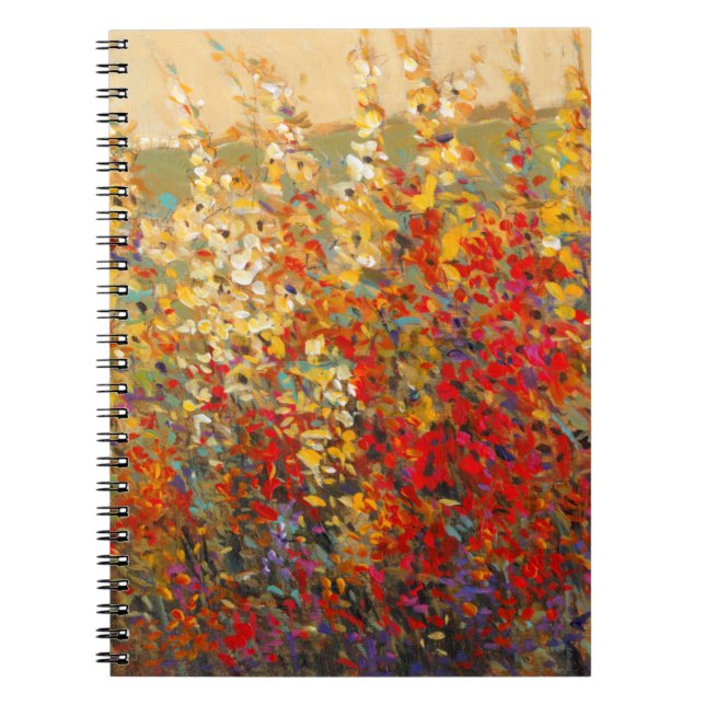 Bright Garden Mural of Spring Wildflowers Spiral Notebook (Front)