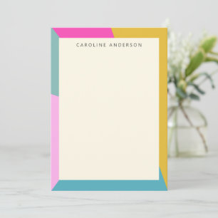 Bright Geometric Art   Turquoise Personalised Name Card