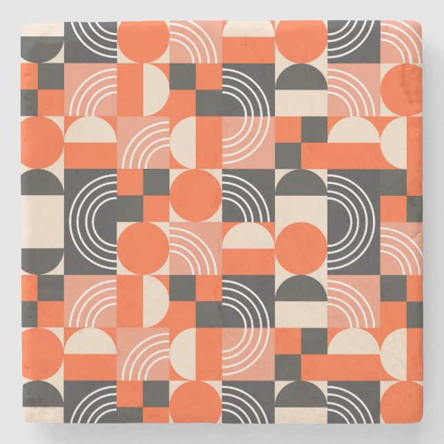 Bright geometric colour block pattern. stone coaster (Front)