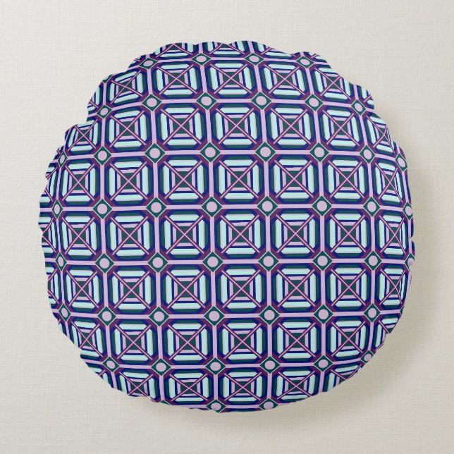 Bright Geometric Design  Round Cushion (Front)