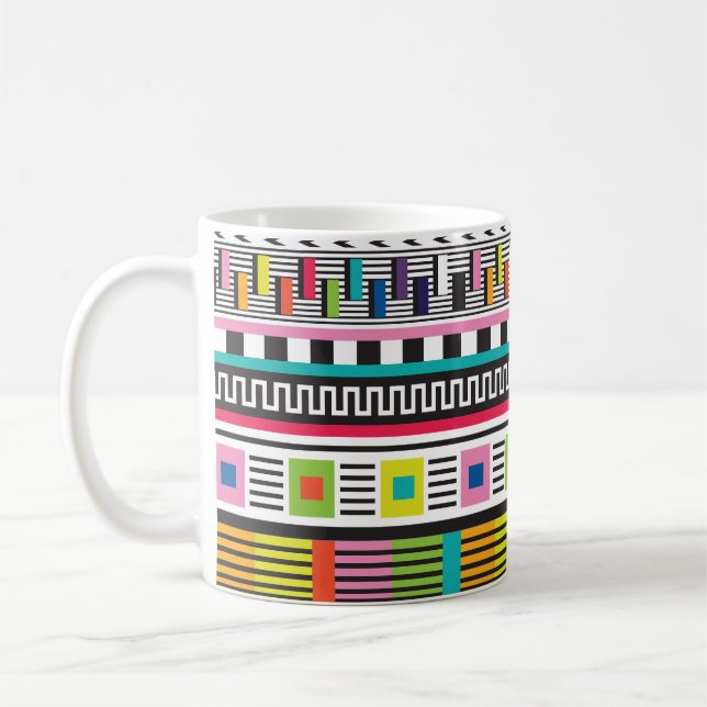 Bright Geometric Lines: Abstract Seamless. Coffee Mug (Left)