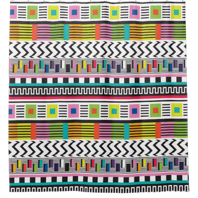 Bright Geometric Lines: Abstract Seamless. Shower Curtain (Front)
