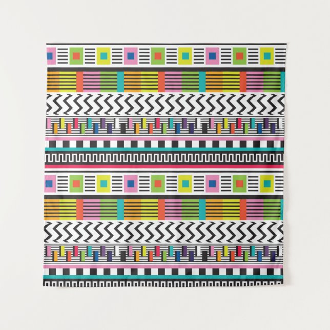 Bright Geometric Lines: Abstract Seamless. Tapestry (Front)