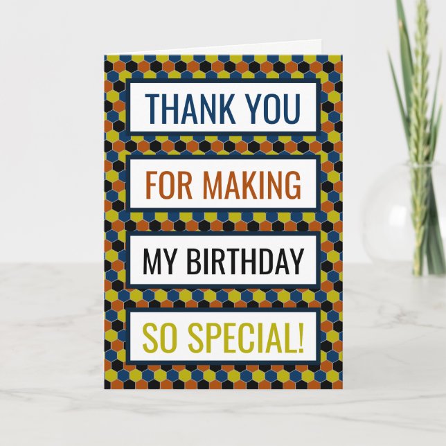 Bright Geometric Pattern, Birthday Thank You (Front)