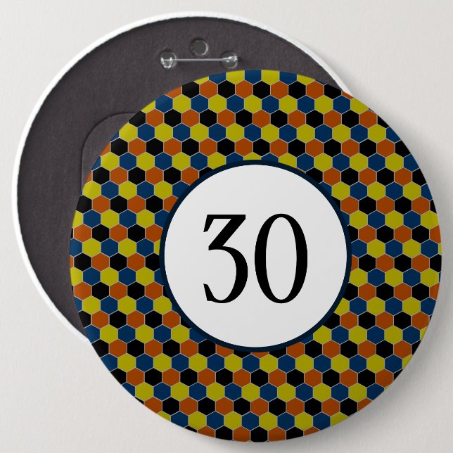 Bright Geometric Pattern, Modern Birthday Party 6 Cm Round Badge (Front & Back)
