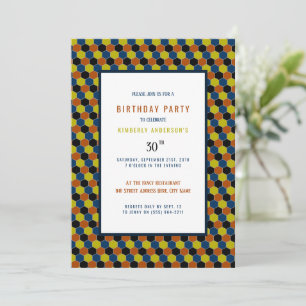 Bright Geometric Pattern, Modern Birthday Party Invitation