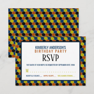 Bright Geometric Pattern, Modern Birthday RSVP Invitation