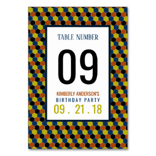 Bright Geometric Pattern, Modern Birthday Table No Number