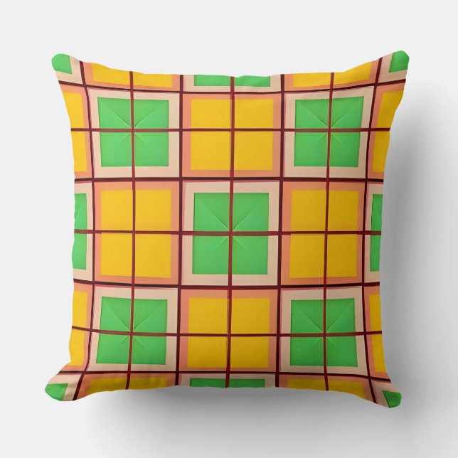 Bright Geometric Pattern with Symmetrical Shapes Cushion (Front)