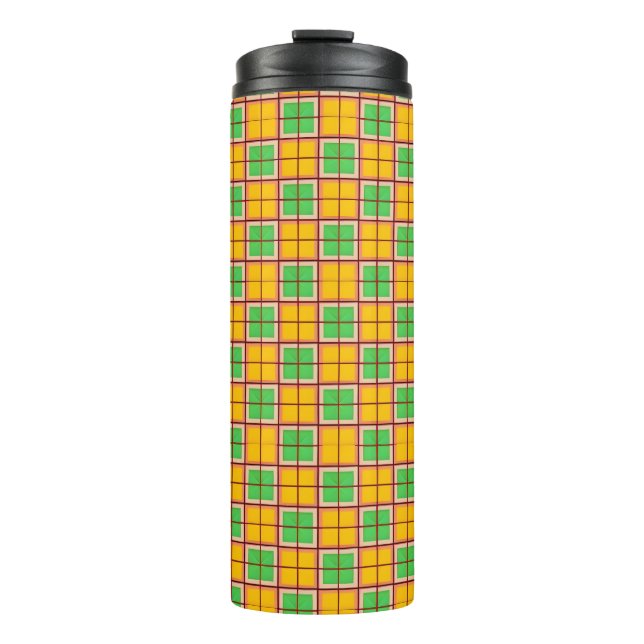 Bright Geometric Pattern with Symmetrical Shapes Thermal Tumbler (Front)