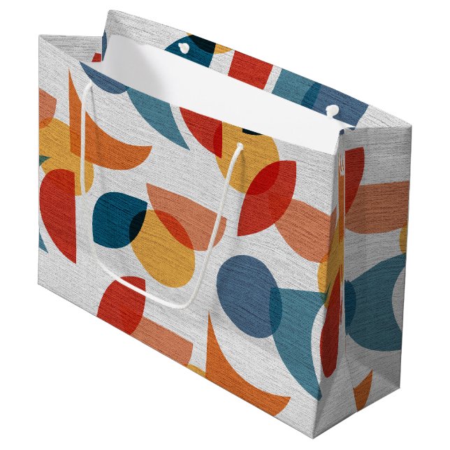 Bright Geometric Retro Abstract Midcentury Modern Large Gift Bag (Front Angled)
