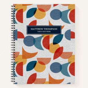 Bright Geometric Retro Abstract Midcentury Modern Notebook