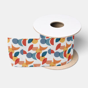 Bright Geometric Retro Abstract Midcentury Modern Satin Ribbon