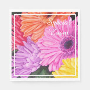 Bright Gerbera Flowers party Napkin
