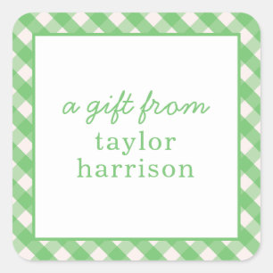 Bright Gingham Personalised Gift Stickers