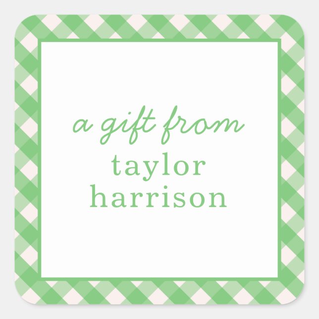 Bright Gingham Personalised Gift Stickers (Front)