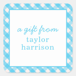 Bright Gingham Personalised Gift Stickers