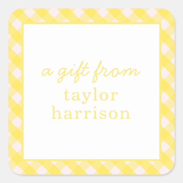 Bright Gingham Personalised Gift Stickers (Front)