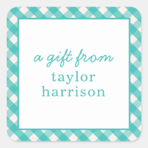 Bright Gingham Personalised Gift Stickers