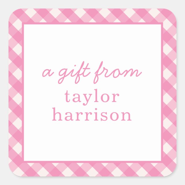 Bright Gingham Personalised Gift Stickers (Front)