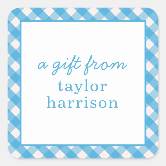 Bright Gingham Personalised Gift Stickers (Front)