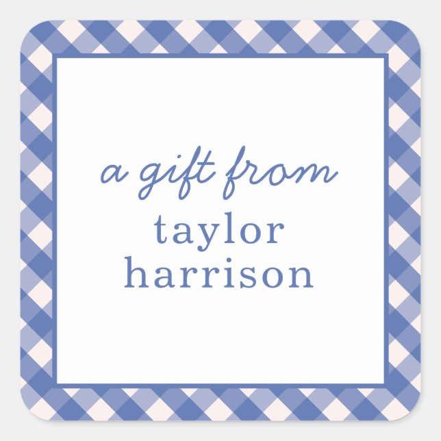 Bright Gingham Personalised Gift Stickers (Front)