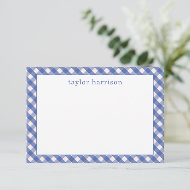 Bright Gingham Personalised Note Cards (Standing Front)