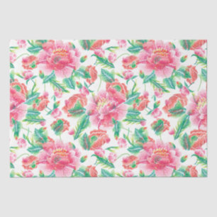 Bright Girly Pink Flowers Pattern Tissue Paper