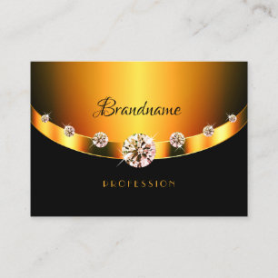 Bright Gold Effect Black with Sparkling Diamonds Business Card