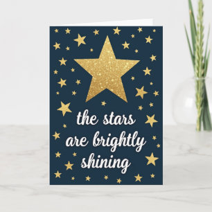 Bright Gold Glitter Stars Card