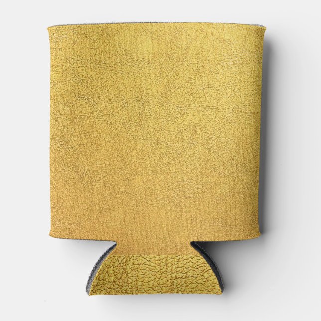 Bright Gold Leather: Textured Background Can Cooler (Front)