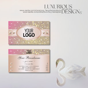 Bright Gold Pink Purple Glitter Jewels add Logo Business Card