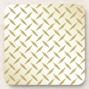Bright Golden Diamond Plate Pattern Coaster