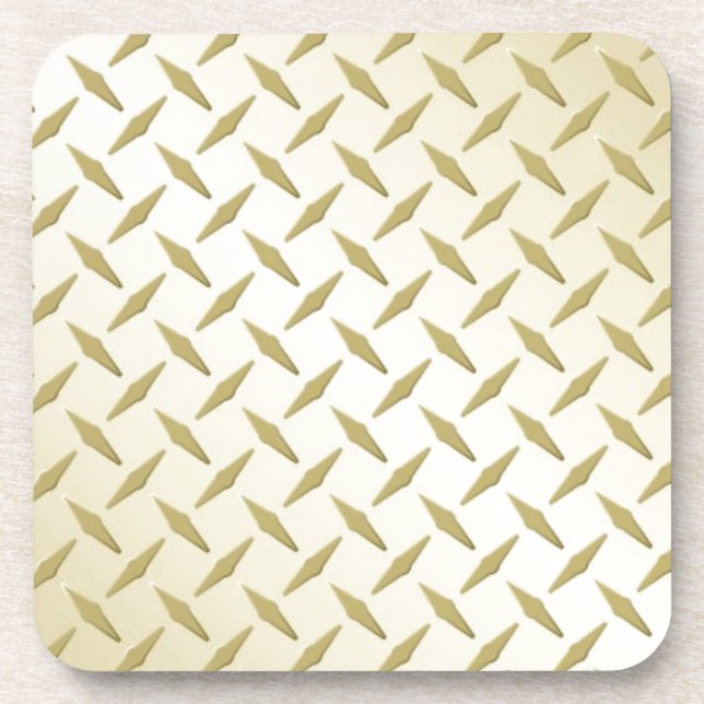 Bright Golden Diamond Plate Pattern Coaster (Front)