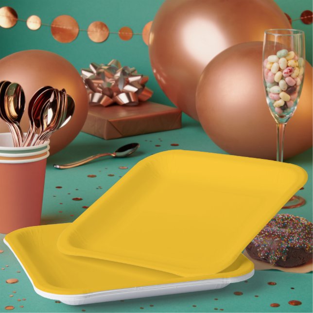 Bright golden-yellow background with subtle  paper plate (Multi)