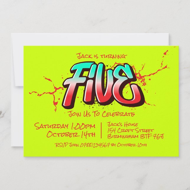 Bright Graffiti Five Invitation (Front)