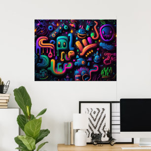 Bright Graffiti Print Poster Artwork Mural