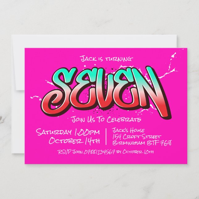 Bright Graffiti Seven Invitation (Front)