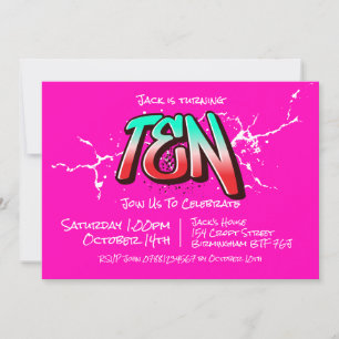 Bright Graffiti Ten Invitation