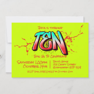Bright Graffiti Ten Invitation