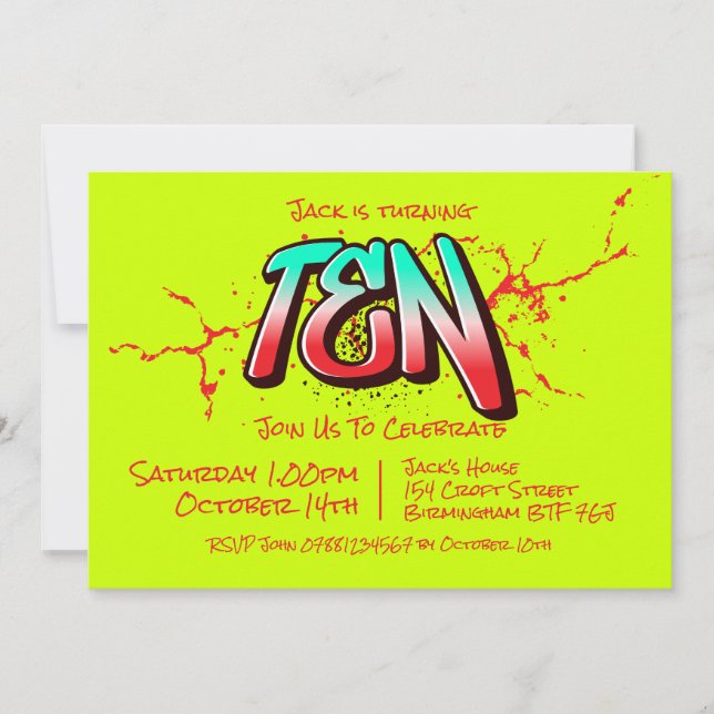 Bright Graffiti Ten Invitation (Front)