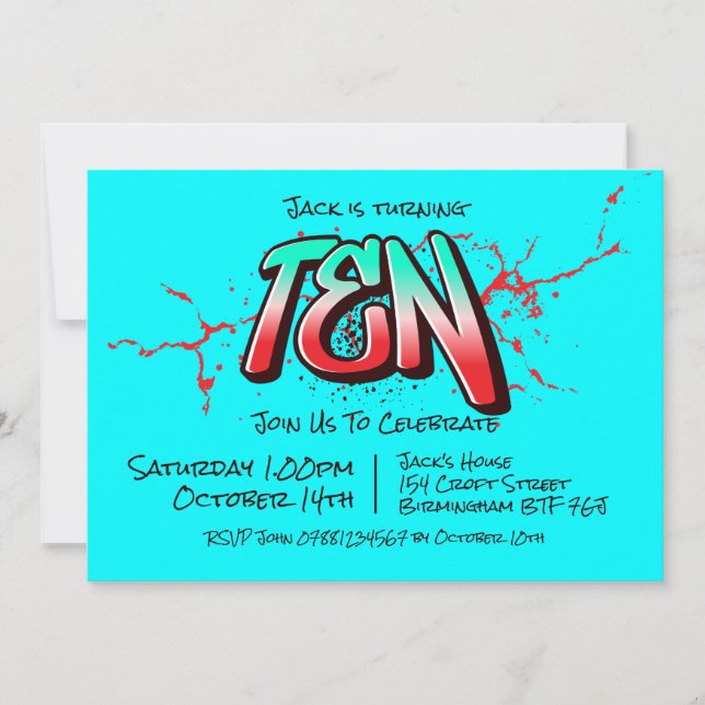 Bright Graffiti Ten Invitation (Front)