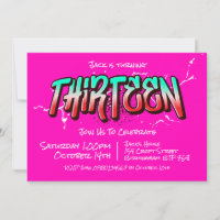 Bright Graffiti Thirteen Invitation