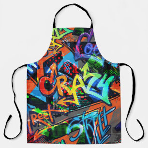 Bright graffiti, urban graphic design. apron
