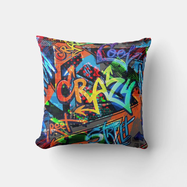 Bright graffiti, urban graphic design. cushion (Front)