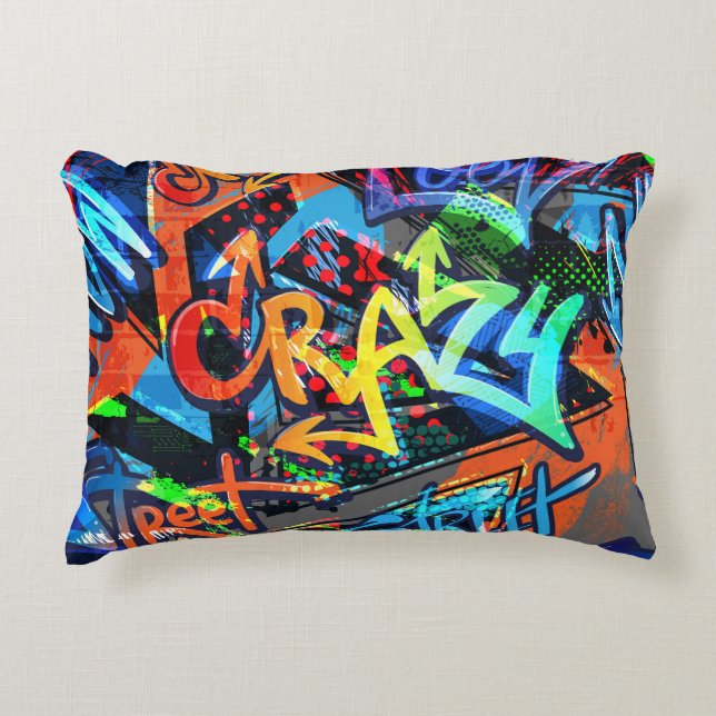 Bright graffiti, urban graphic design. decorative cushion (Front)
