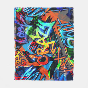 Bright graffiti, urban graphic design. fleece blanket